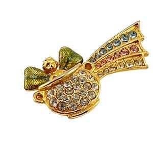 Kirks Folly Pot Of Gold Lucky Four Leaf Clover Enamel Rainbow Pin Brooch Fairy J